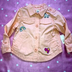 NWT Baby Gap button down jacket 2t cute patches unicorn pink
